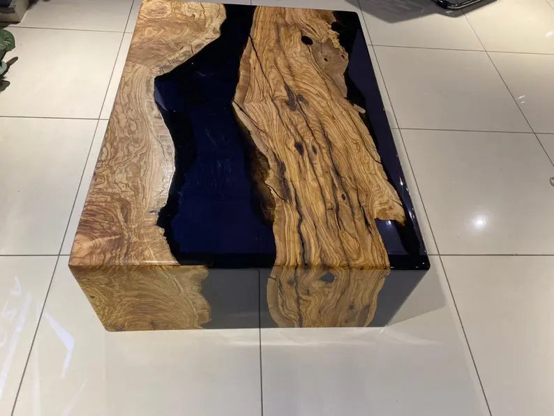 Waterfall Resin Coffee Table | Walnut Woof Centre Table | Epoxy Resin Coffee Table On Wooden