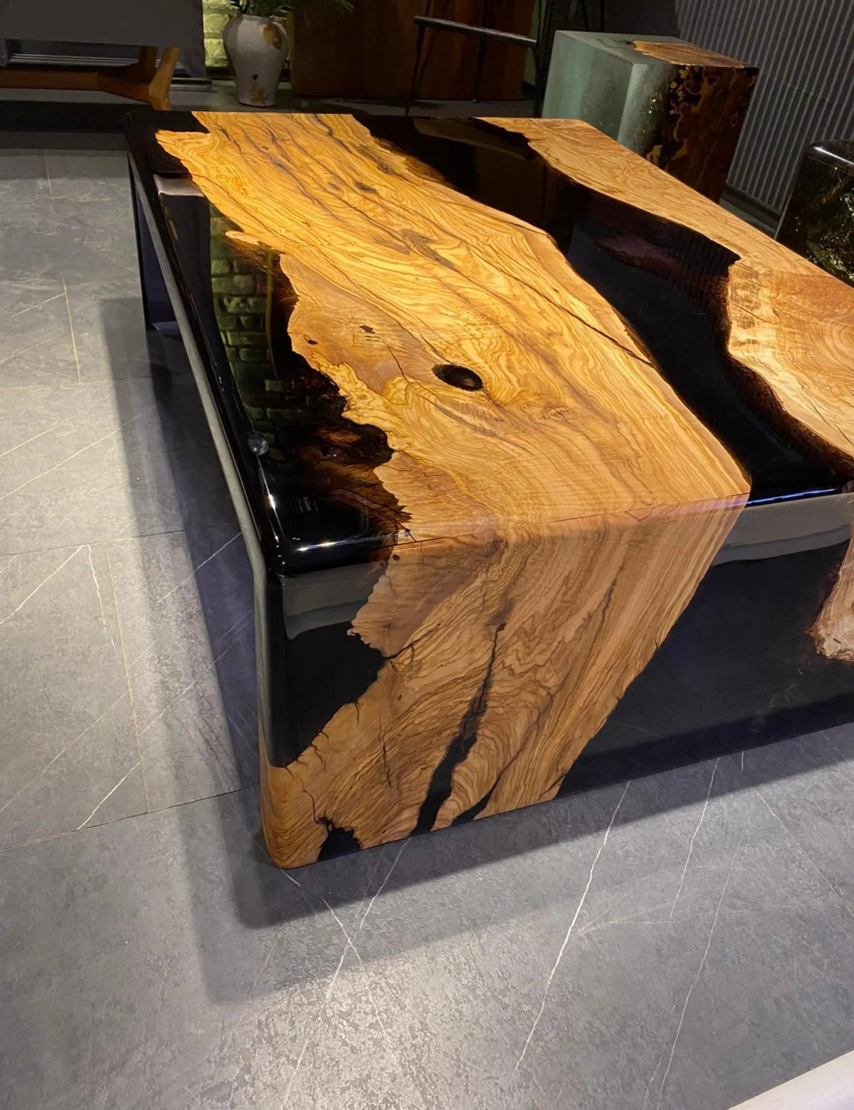 Waterfall Resin Coffee Table | Walnut Woof Centre Table | Epoxy Resin Coffee Table On Wooden