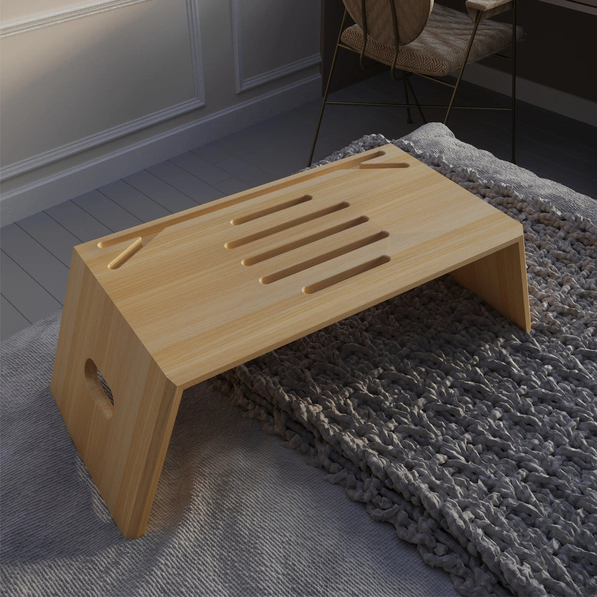 Wooden Foldable Laptop Stand On Wooden