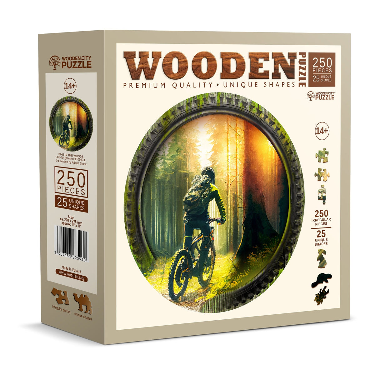 Wooden Puzzle Bike in The Woods 250 Pieces On Wooden