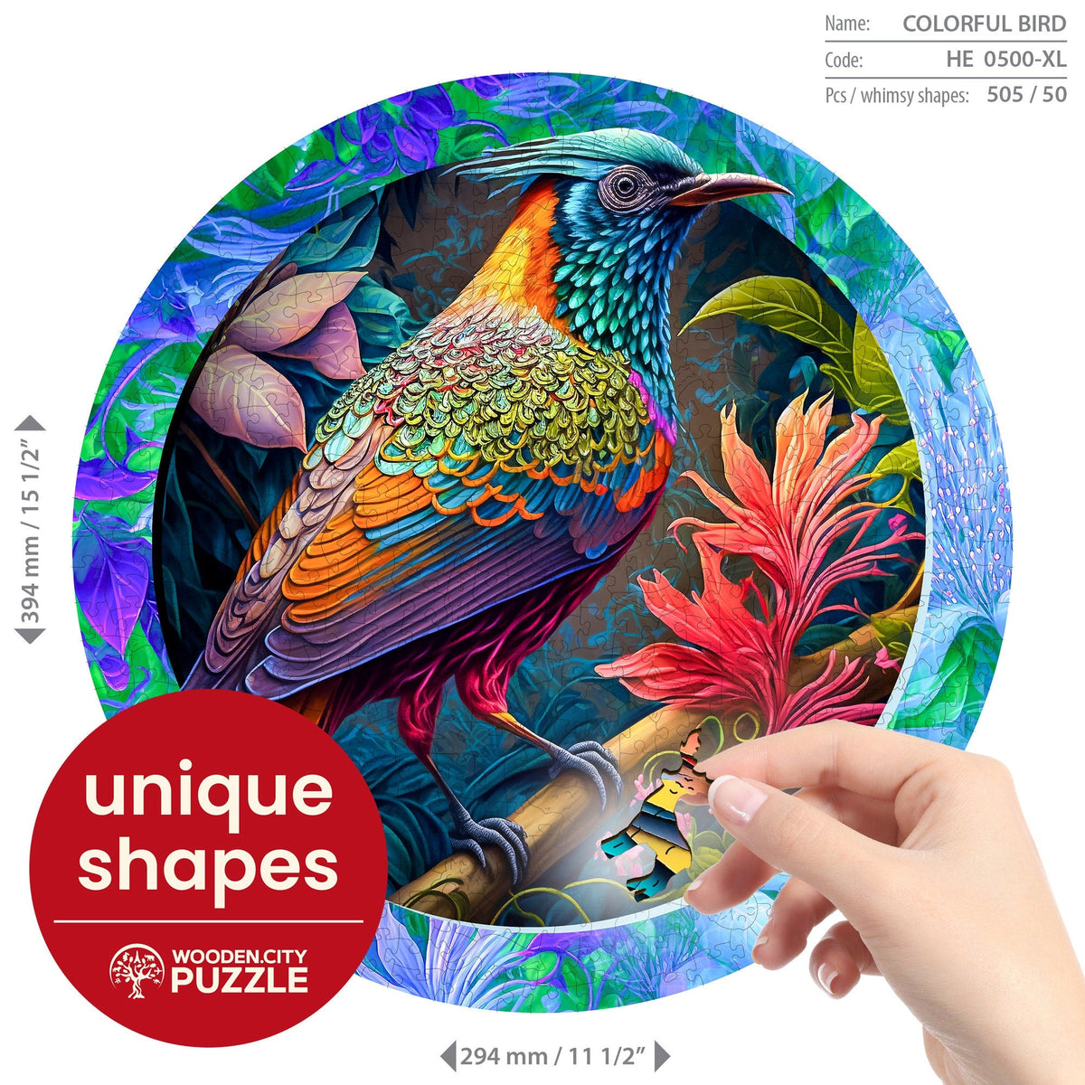 Wooden Puzzle Colorful Bird 500 Pieces On Wooden