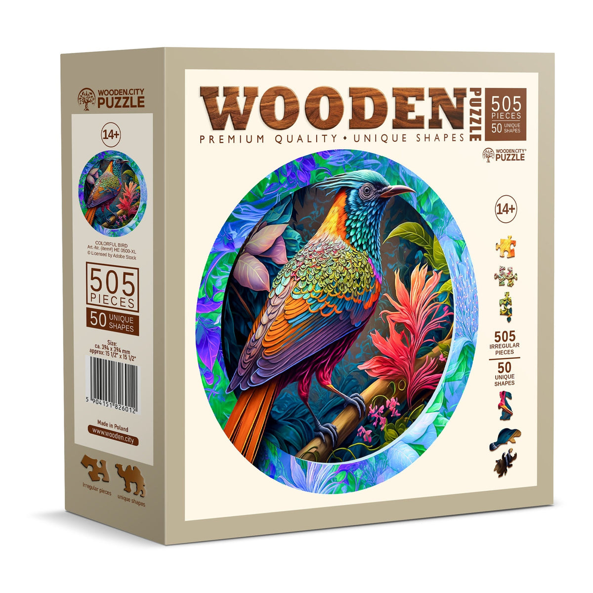 Wooden Puzzle Colorful Bird 500 Pieces On Wooden