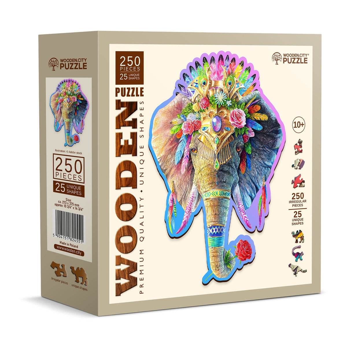 Wooden Puzzle Elegant Elephant 250 Pieces On Wooden