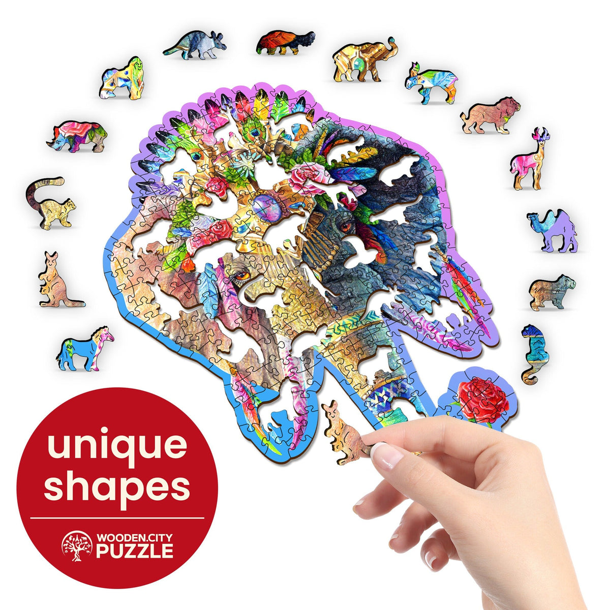 Wooden Puzzle Elegant Elephant 250 Pieces On Wooden