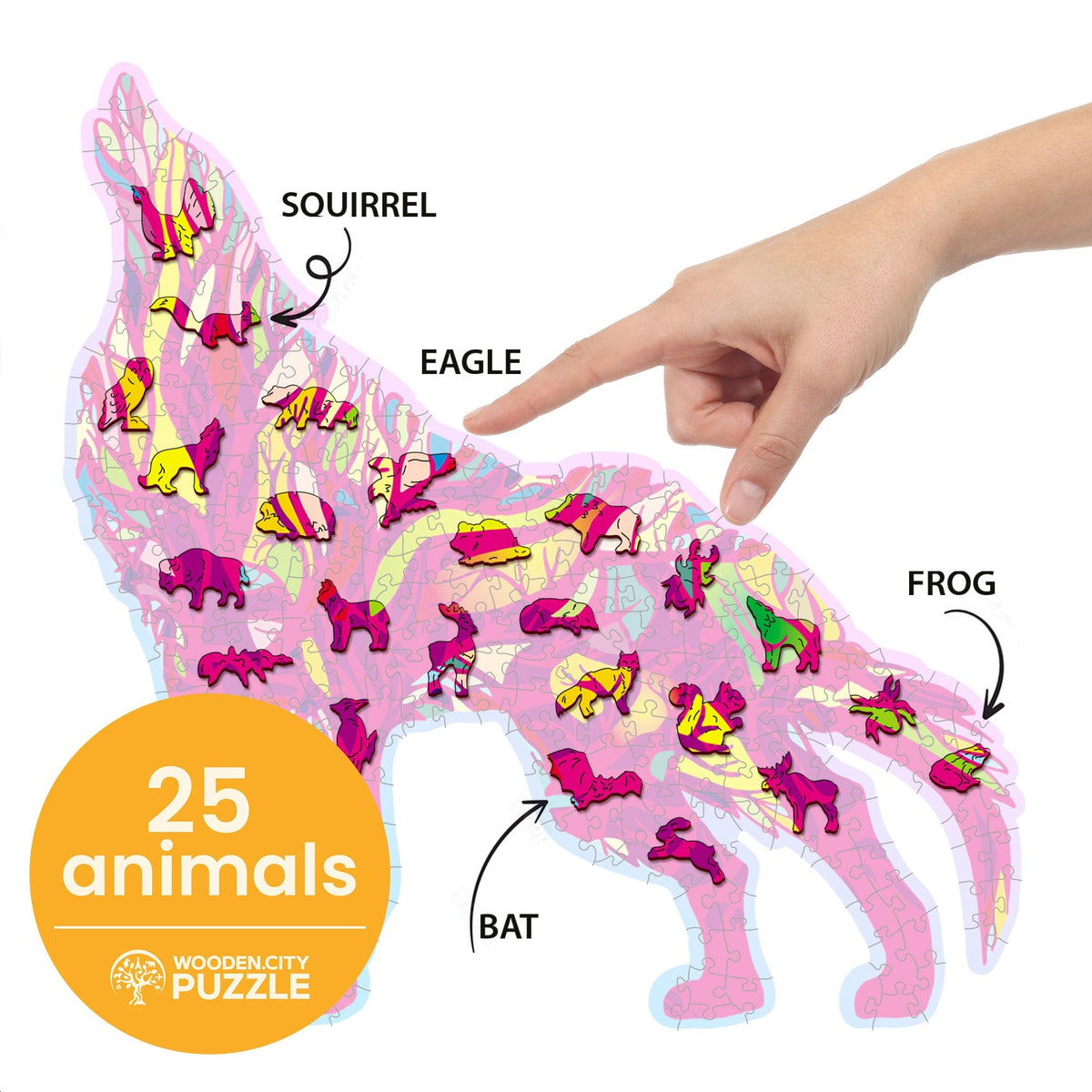 Wooden Puzzle Howling Wolf 250 Pieces - Unique Unusual Jigsaw Puzzles with Animal Shaped Pieces - Wooden.City On Wooden