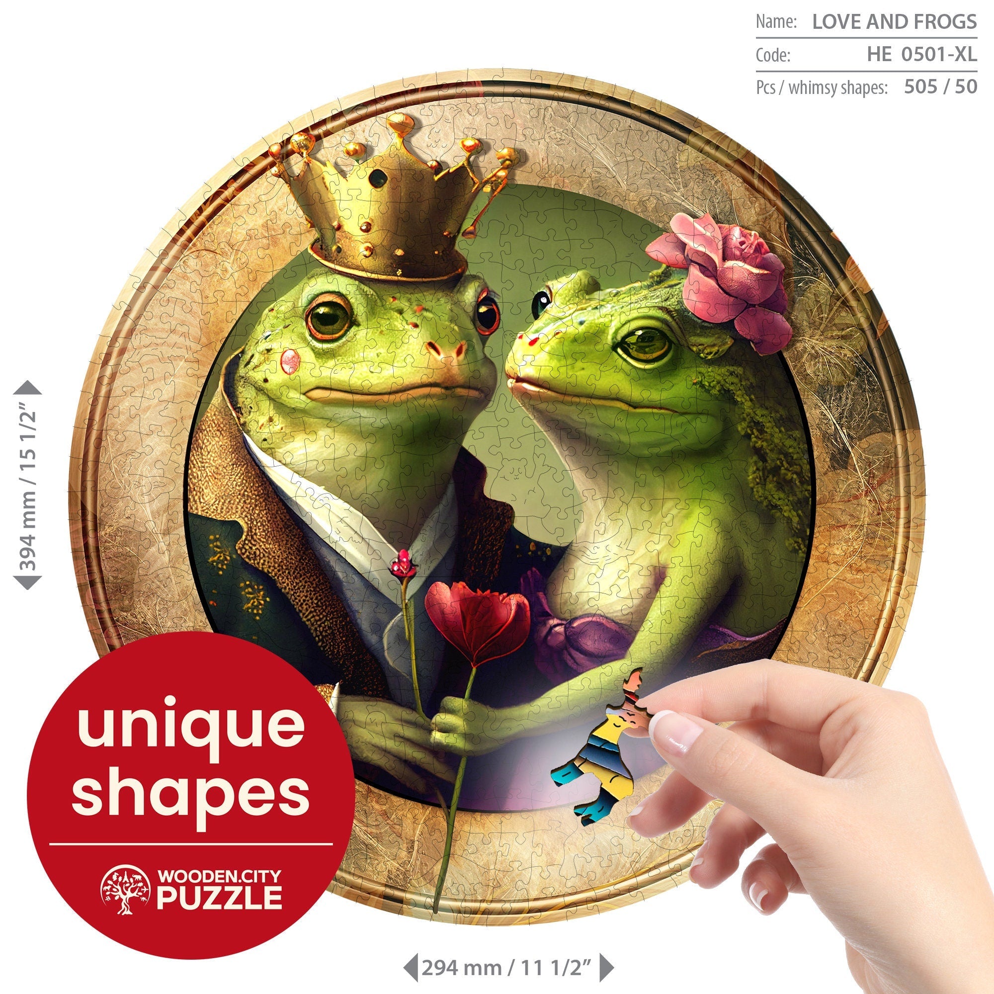 Wooden Puzzle Love and Frogs 500 Pieces On Wooden