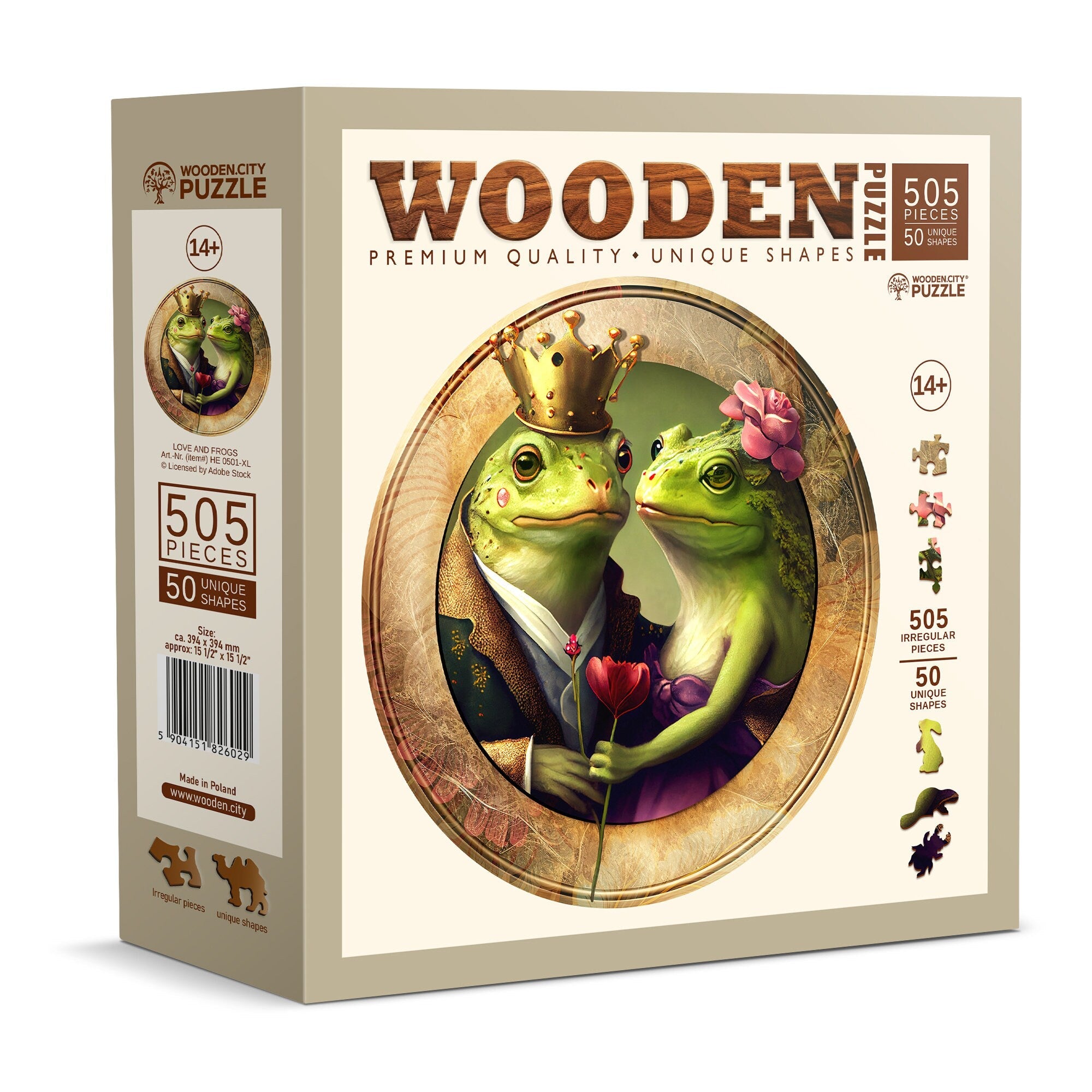 Wooden Puzzle Love and Frogs 500 Pieces On Wooden