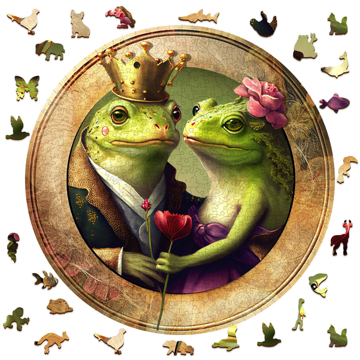 Wooden Puzzle Love and Frogs 500 Pieces On Wooden