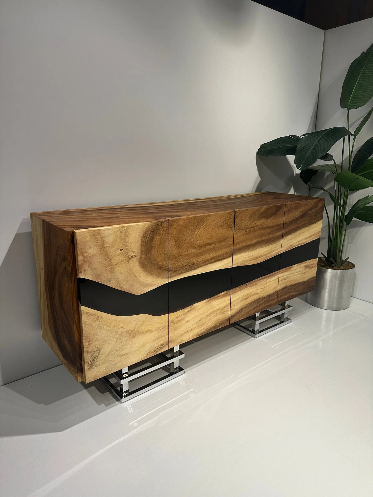 Wooden Sideboard for Mayde | Epoxy  &amp; Wood Credenza | Wooden Cabinet On Wooden