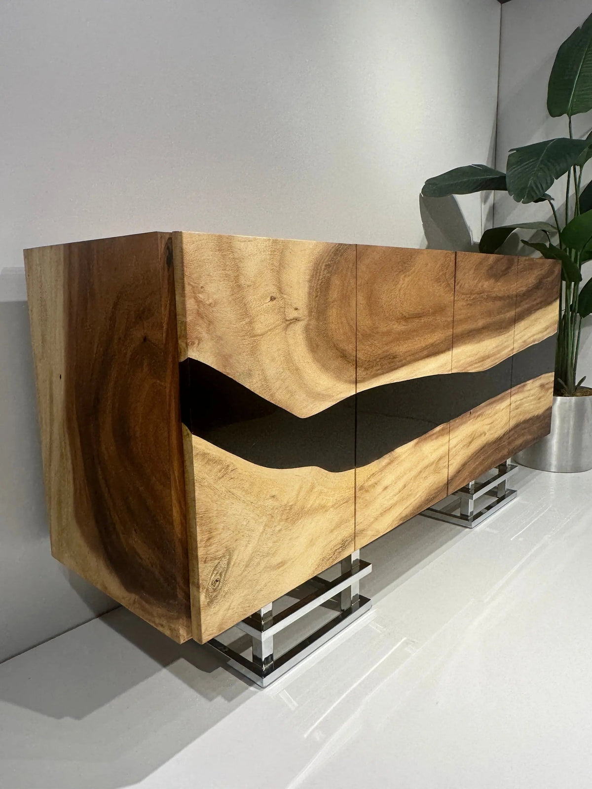 Wooden Sideboard for Mayde | Epoxy  &amp; Wood Credenza | Wooden Cabinet On Wooden