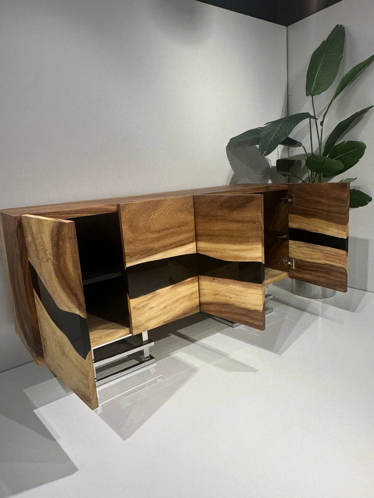 Wooden Sideboard for Mayde | Epoxy  &amp; Wood Credenza | Wooden Cabinet On Wooden