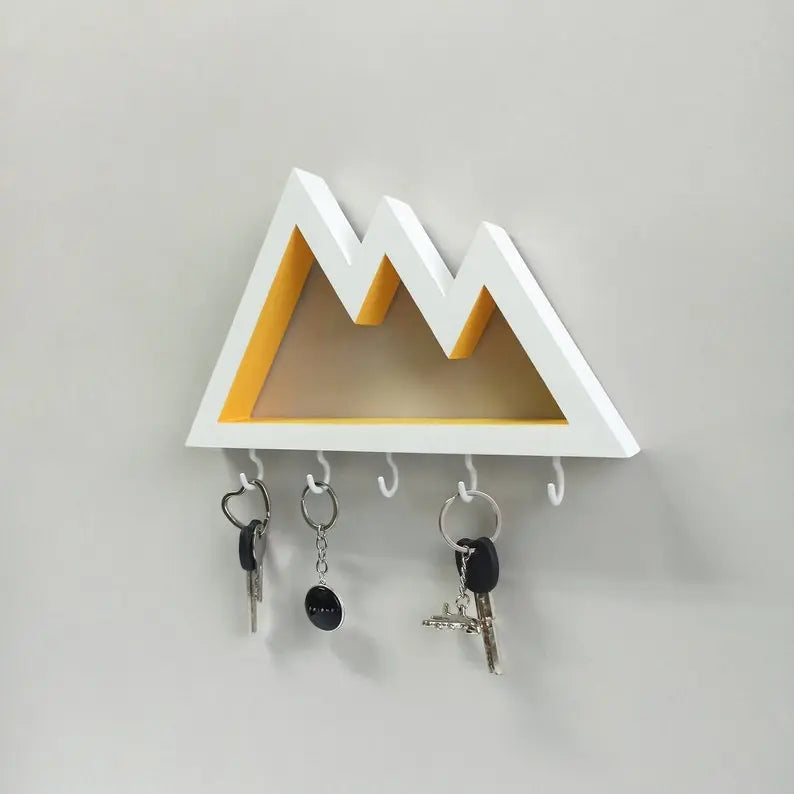 Wooden Wall Key Rack - Cascade Mountains On Wooden