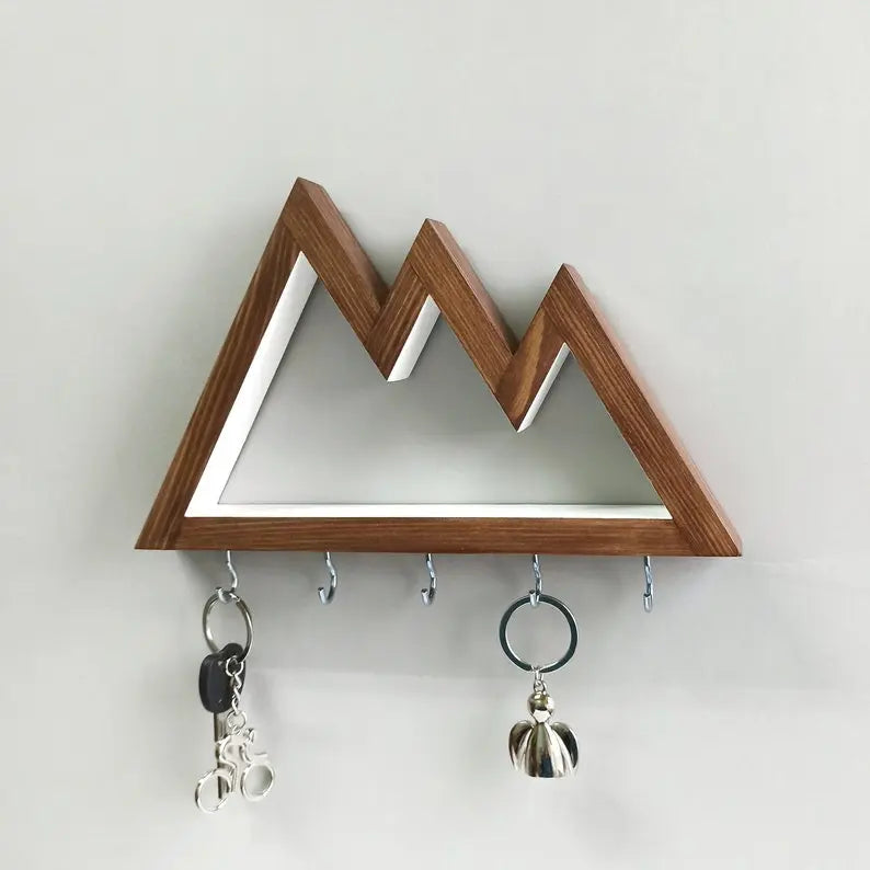 Wooden Wall Key Rack - Cascade Mountains On Wooden