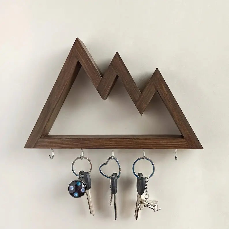 Wooden Wall Key Rack - Cascade Mountains On Wooden