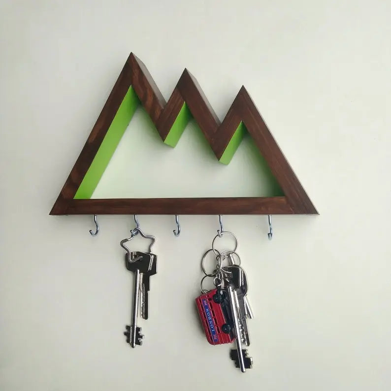 Wooden Wall Key Rack - Cascade Mountains On Wooden