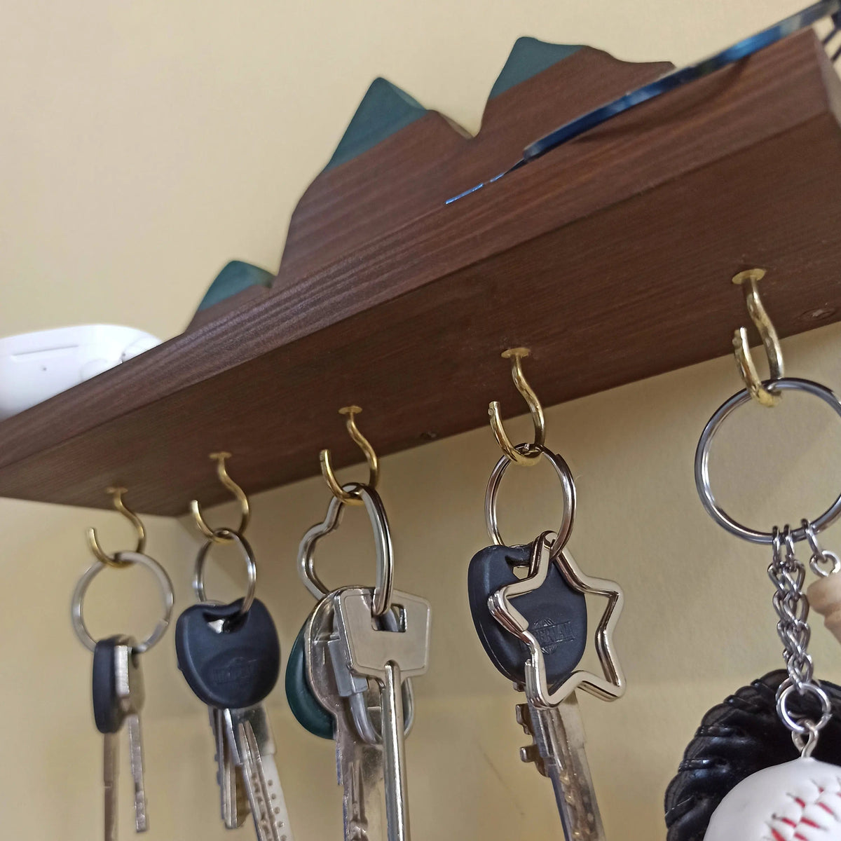 Wooden Wall Shelf Mountains Key holder On Wooden