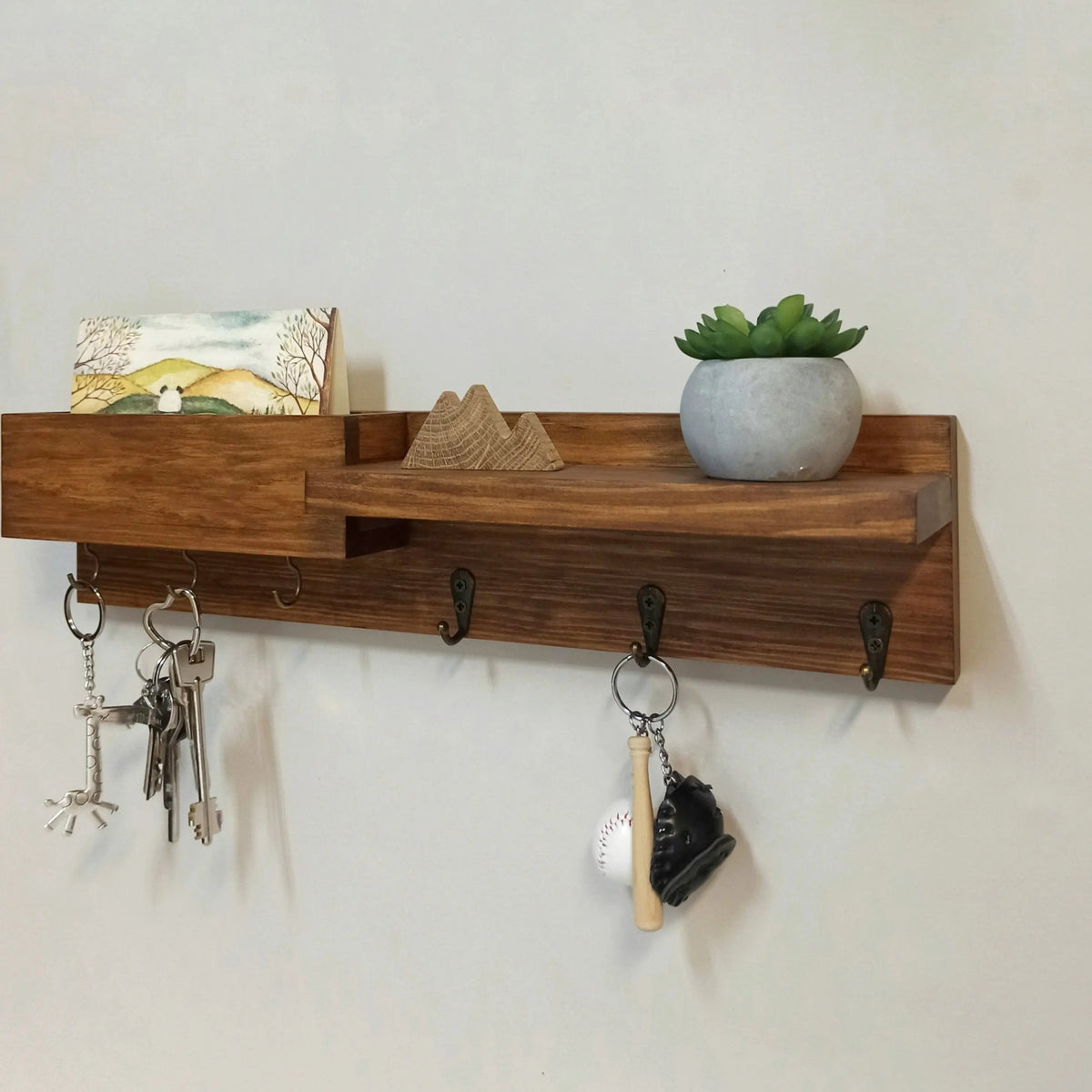 Wooden entryway organizer On Wooden