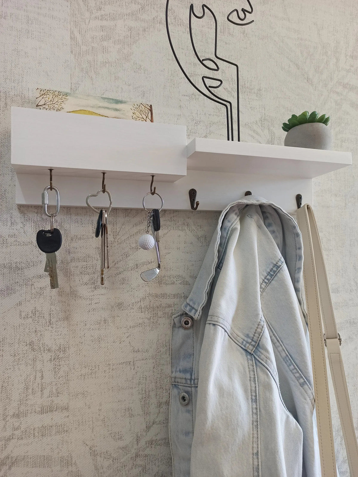 Wooden entryway organizer On Wooden