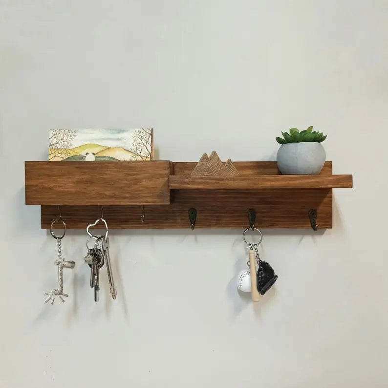 Wooden entryway organizer On Wooden