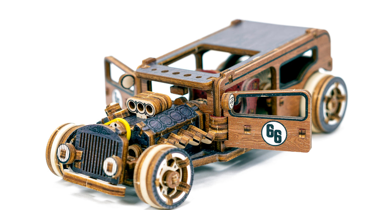 Puzzle 3D &quot;Hot Rod Limited Edition&quot; Wooden Vintage Cars Model On Wooden