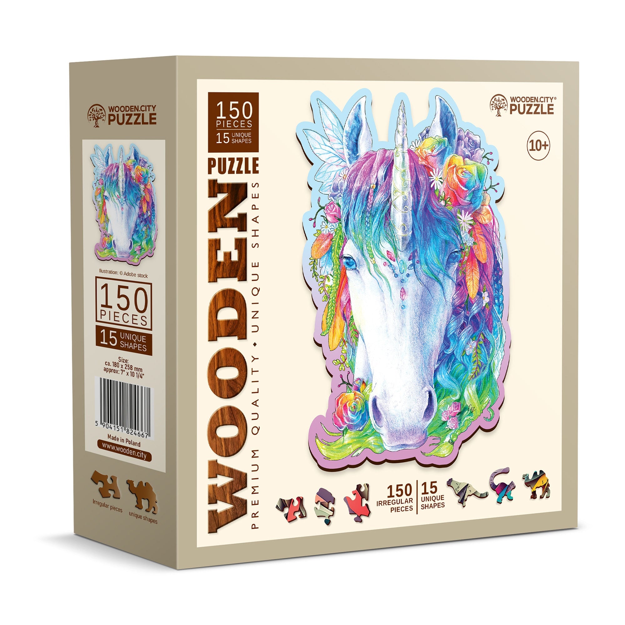 Wooden Puzzle Stylish Unicorn 150 Pieces On Wooden